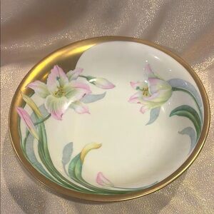Antique Bavaria doufreuz hand painted bowl- lily pattern